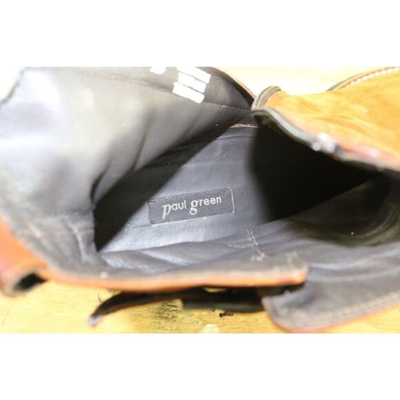 Paul Green Boots Womens 9 Brown Leather Wedge Platform Ankle Bootie Zip Shoes - Picture 7 of 8